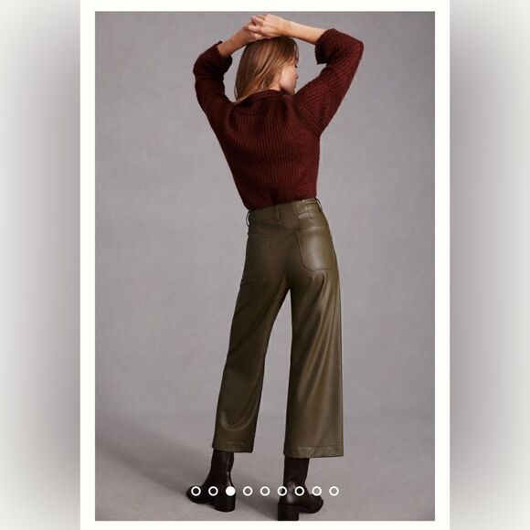 Anthropologie MAEVE THE COLETTE CROPPED LEATHER TROUSERS Size 26W plus size - Picture 3 of 4